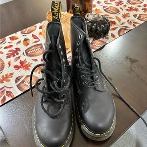 Dr. Martens Black Lace-Up Boots with Yellow Accents